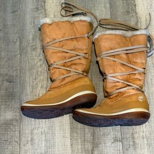 Women’s Timberland Tan Winter Rain Boots with Nubuck Leather